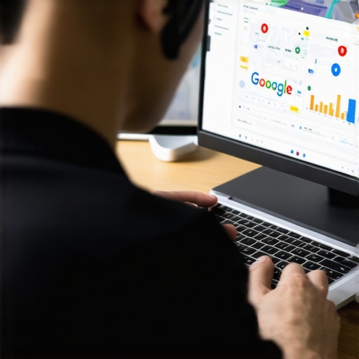 Advanced Local SEO Analysis Person working on local SEO strategies with Google Maps and analytics