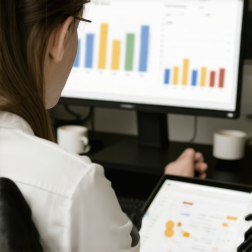 Business owner analyzing GMB profile metrics with analytics dashboard