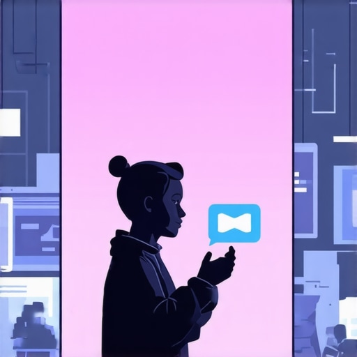 Business owner using AR headset and AI chatbot with customers