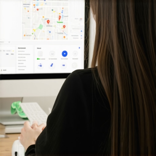 Person optimizing GMB profile on computer with charts