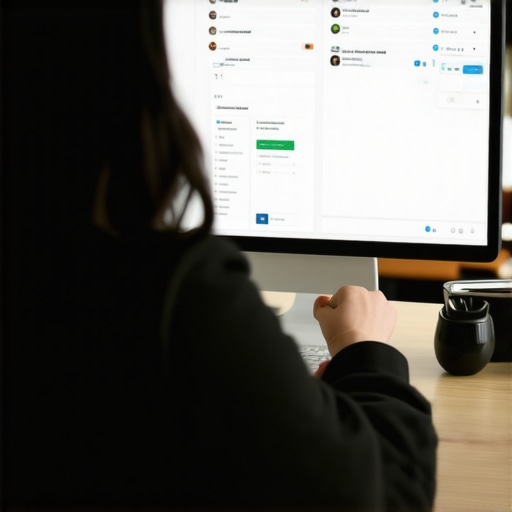 Person working with SEO dashboard and tools for Google My Business maintenance.