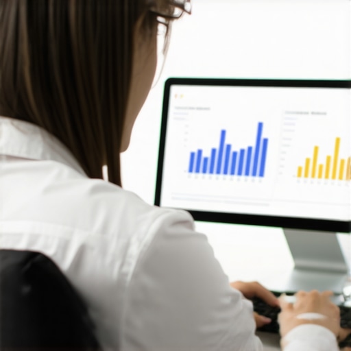 Digital marketer working on GMB profile optimization with ranking charts