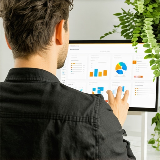 Business owner reviewing local SEO analytics and maps.