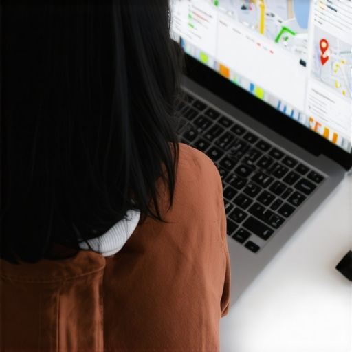 Person reviewing analytics charts on laptop for map visibility
