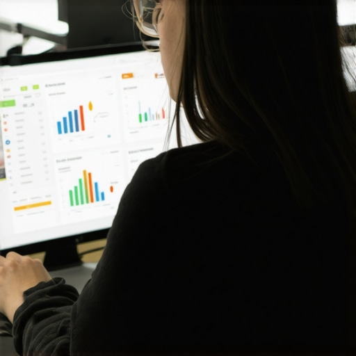 Person reviewing Google My Business analytics on a laptop for local SEO improvements.