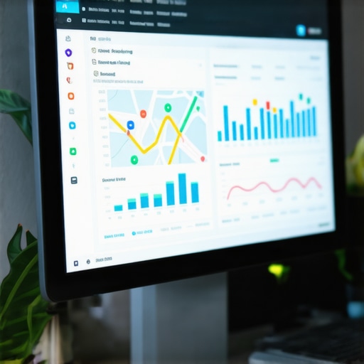 Digital Map Pack Analytics Dashboard A computer screen displaying analytics for Google Maps rankings and local SEO metrics.
