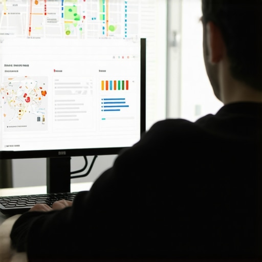 Person reviewing local SEO analytics on a computer for improved map pack rankings.