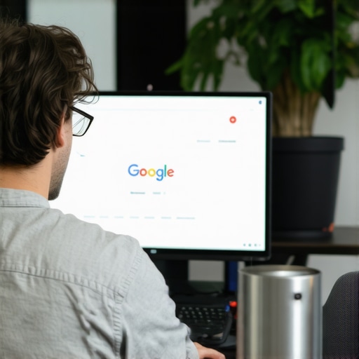 Business owner editing GMB profile on laptop