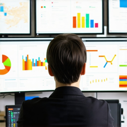 Person monitoring local SEO metrics on multiple digital screens, ensuring consistent GMB performance.