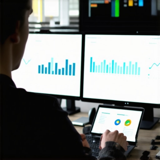 Person working with digital marketing dashboards to monitor GMB and map pack performance.