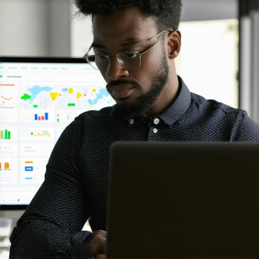 Business owner reviewing local SEO performance metrics and map analytics