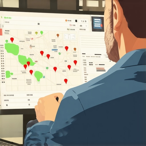 Business owner analyzing local maps and analytics on computer