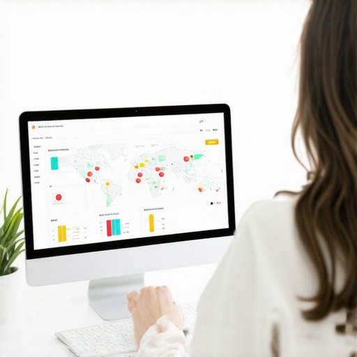 An analyst reviewing local SEO performance with charts and maps on a computer screen